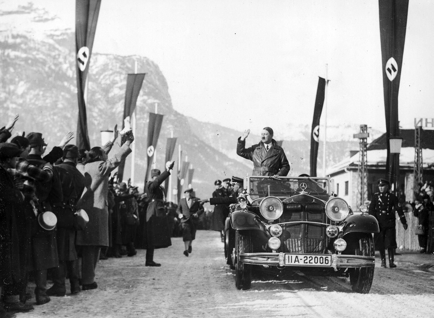 Adolf Hitler arriving at the Garmisch winter Olympic games